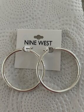 Nine West Silver-Tone Round Hoop Earrings